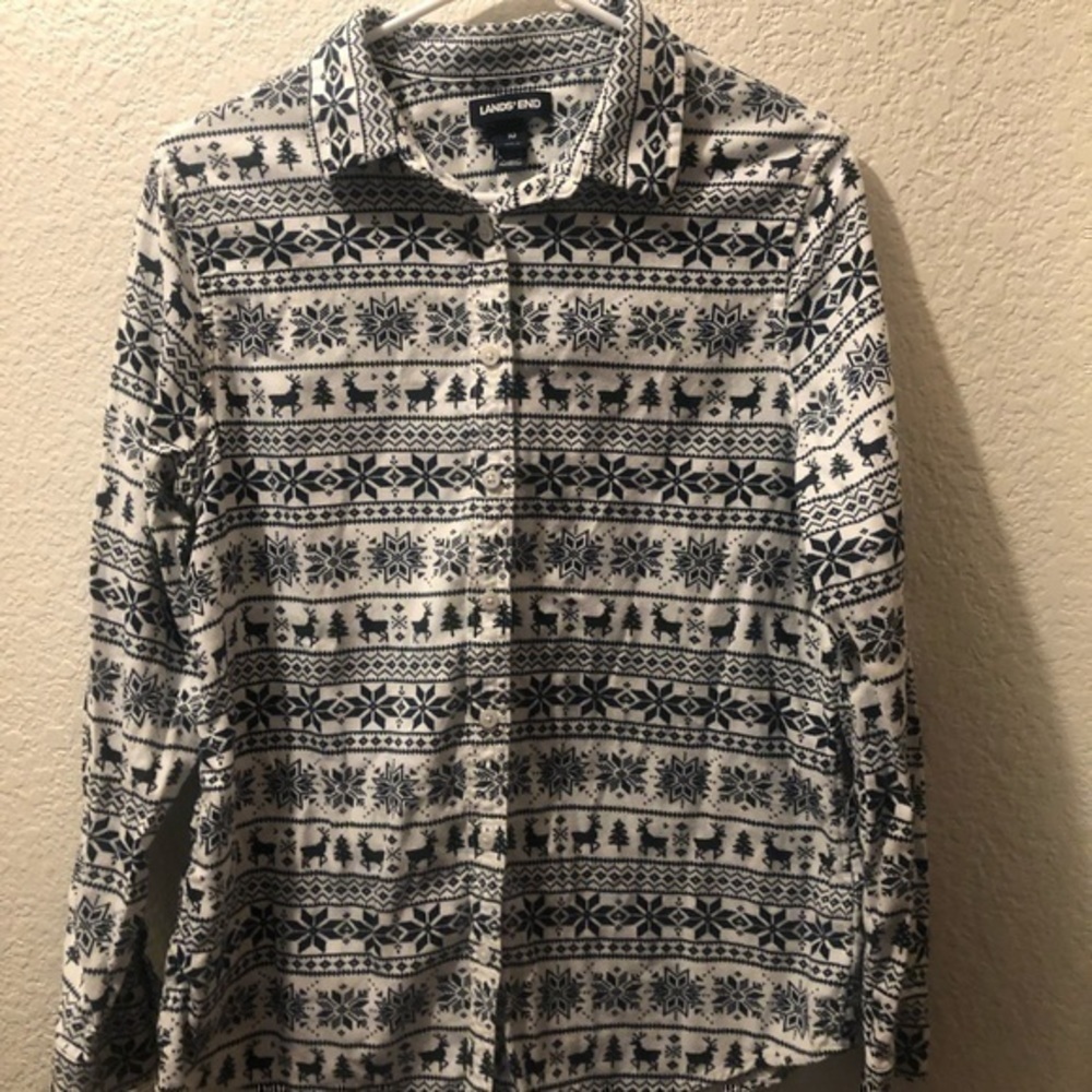 Lands End flannel Shirt 100% cotton - Picture 4 of 9